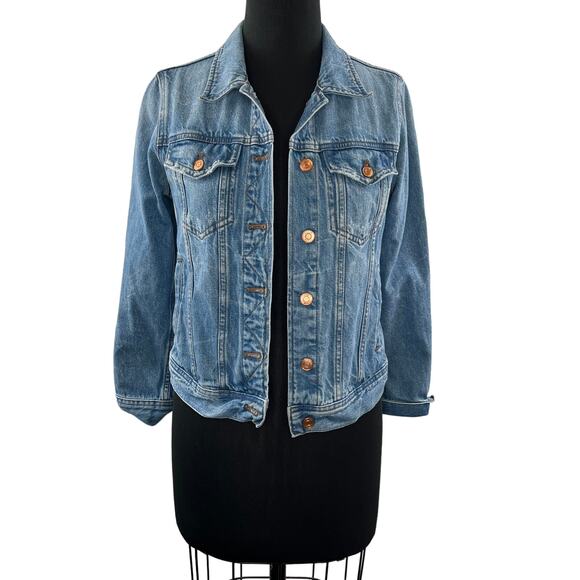 J. CREW Light Patriot Wash Blue Cotton Button Up Classic Denim Jean Jacket Sz S - Picture 3 of 11